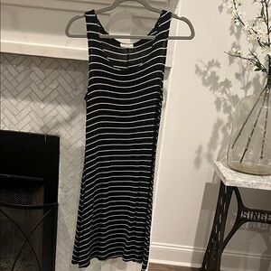 Olivia Rae Black and White Striped Midi Dress